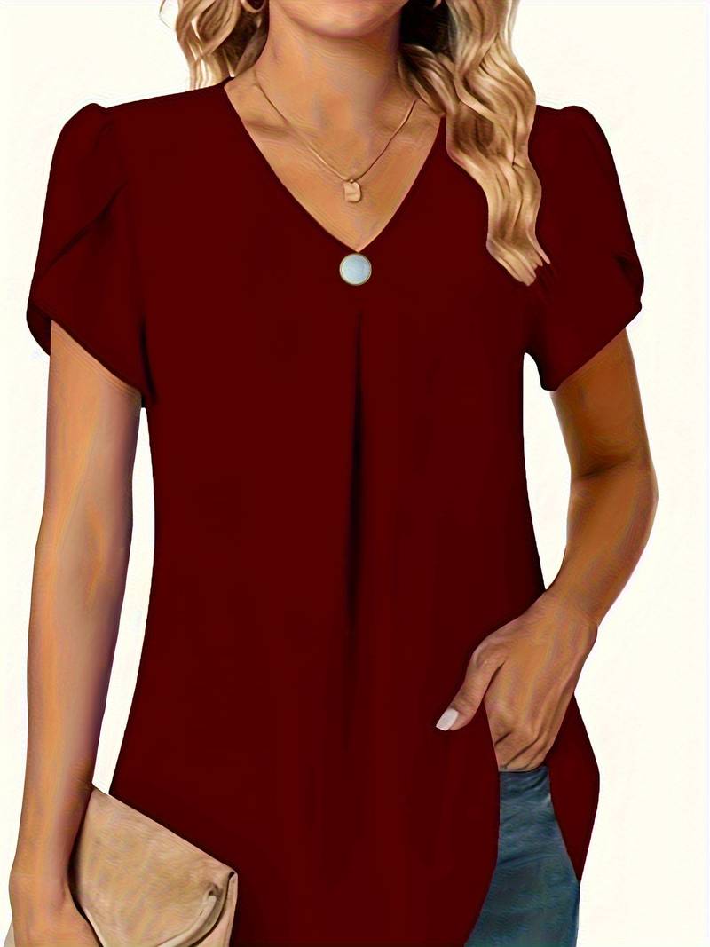 Basha | Blouse à manches courtes à volants avec un seul bouton
