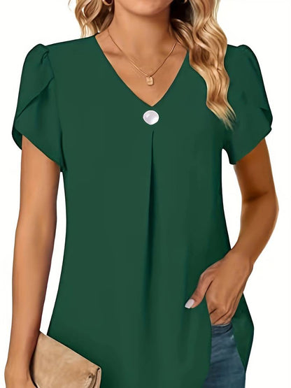 Basha | Blouse à manches courtes à volants avec un seul bouton