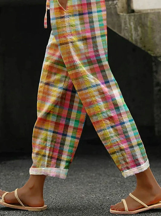 ZENARIA – PANTALON À CARREAUX CONFORTABLE