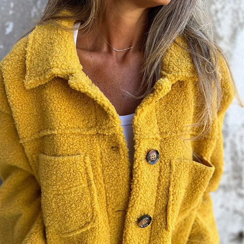 Manteau boutonné à revers crantés et coupe décontractée pour femme