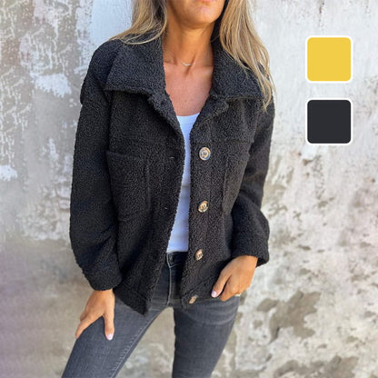 Manteau boutonné à revers crantés et coupe décontractée pour femme
