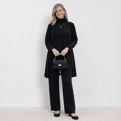 Barbara Cardigan Knit Top & Trousers Set | Refined Three-Piece Knit Co-Ord
