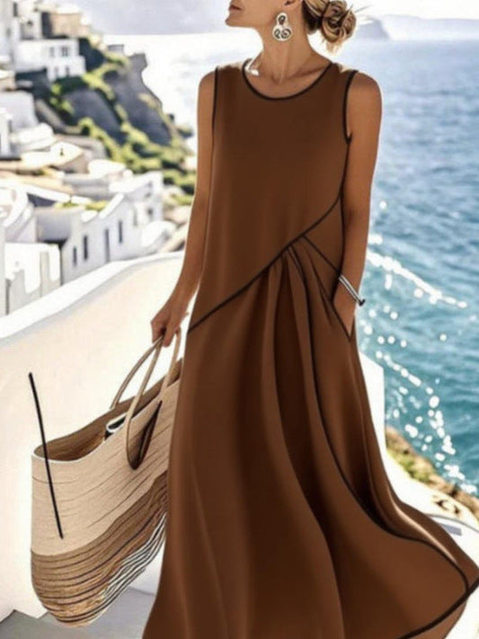 Elise | Robe longue à finitions contrastantes