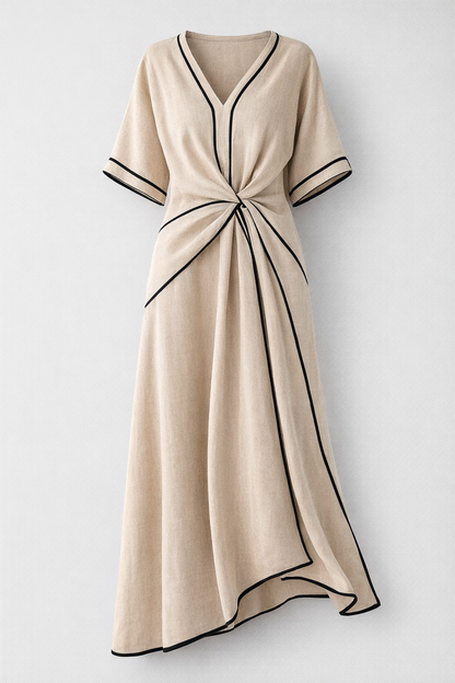 Elena | Robe midi à détails noués