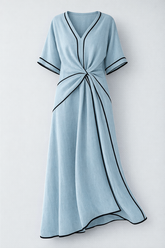 Elena | Robe midi à détails noués