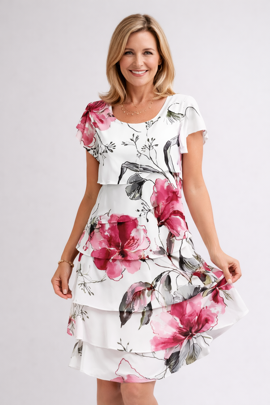 Sabrina | Robe en mousseline de soie superposée