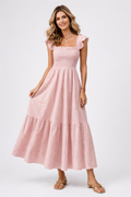 Lily | Robe longue smockée à carreaux Vichy