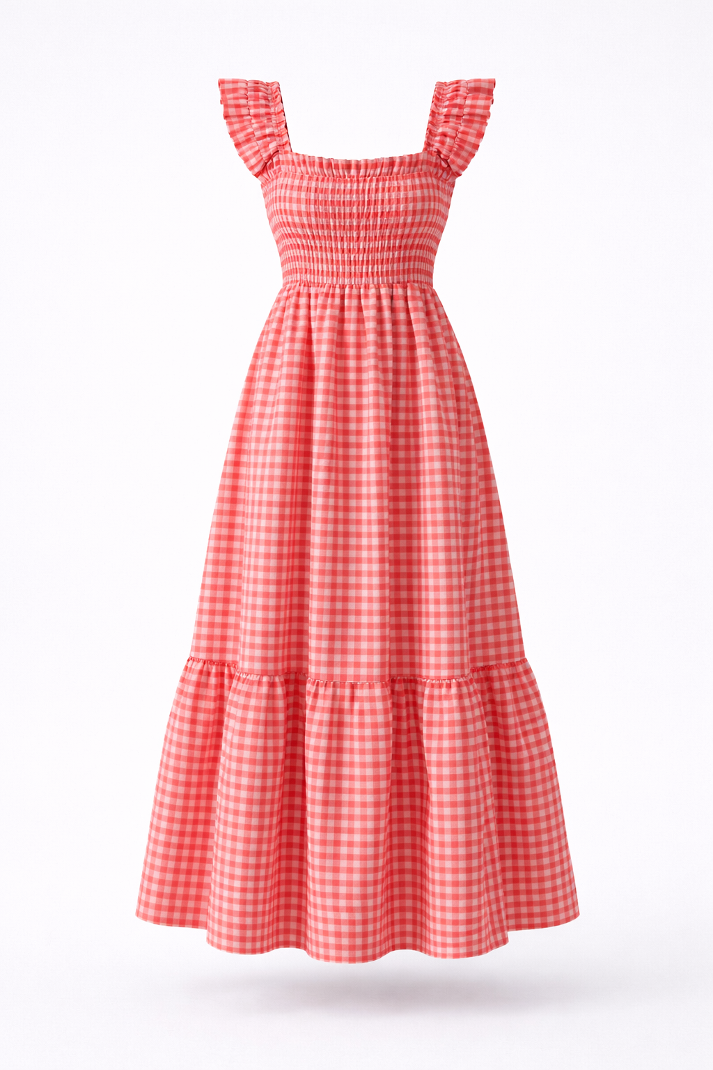 Lily | Robe longue smockée à carreaux Vichy