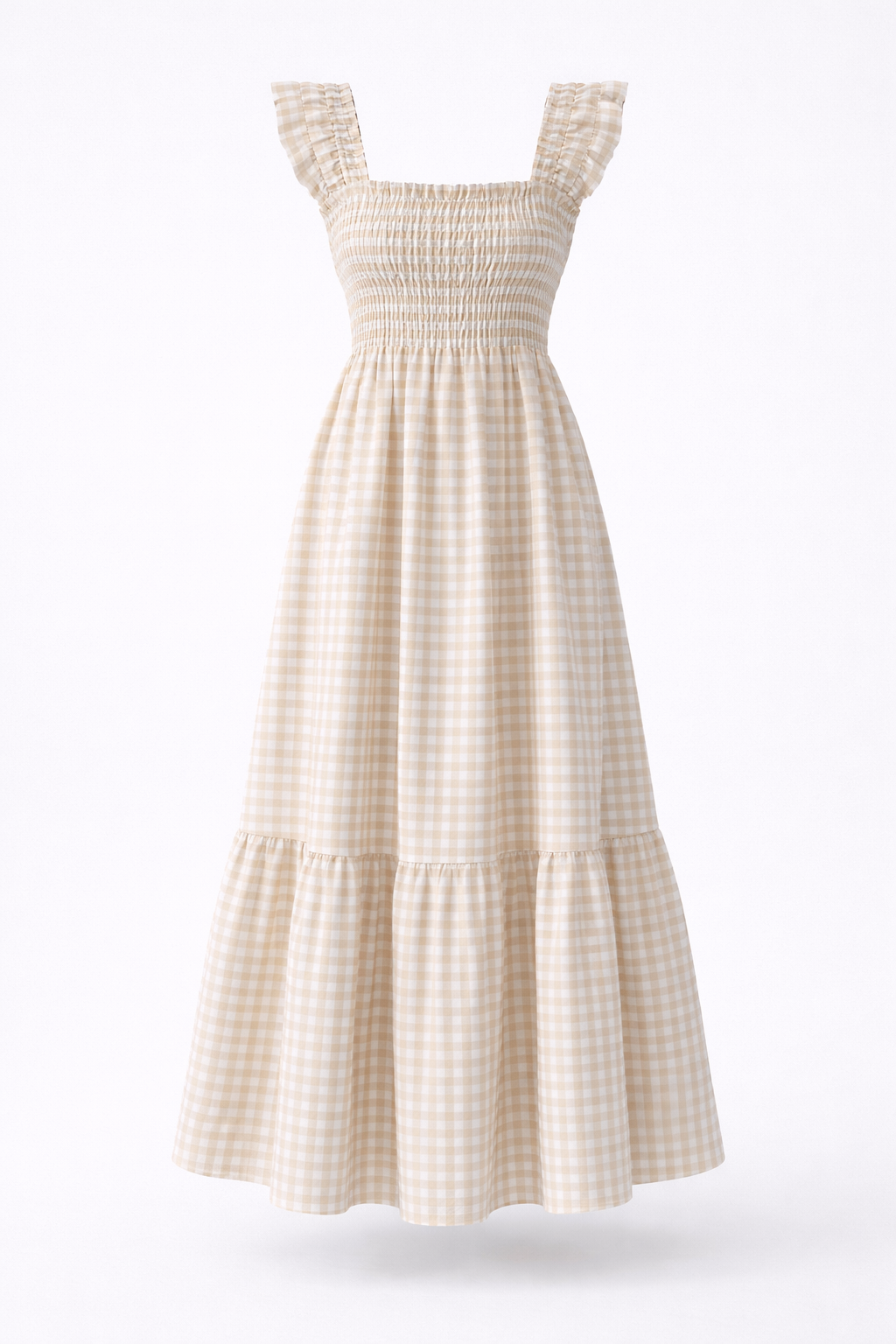 Lily | Robe longue smockée à carreaux Vichy