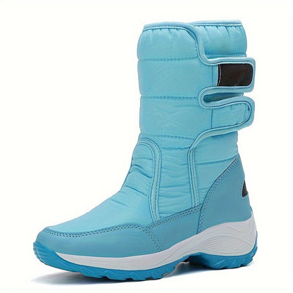 Bottes de neige mi-mollet matelassées à fermeture auto-agrippante pour femme