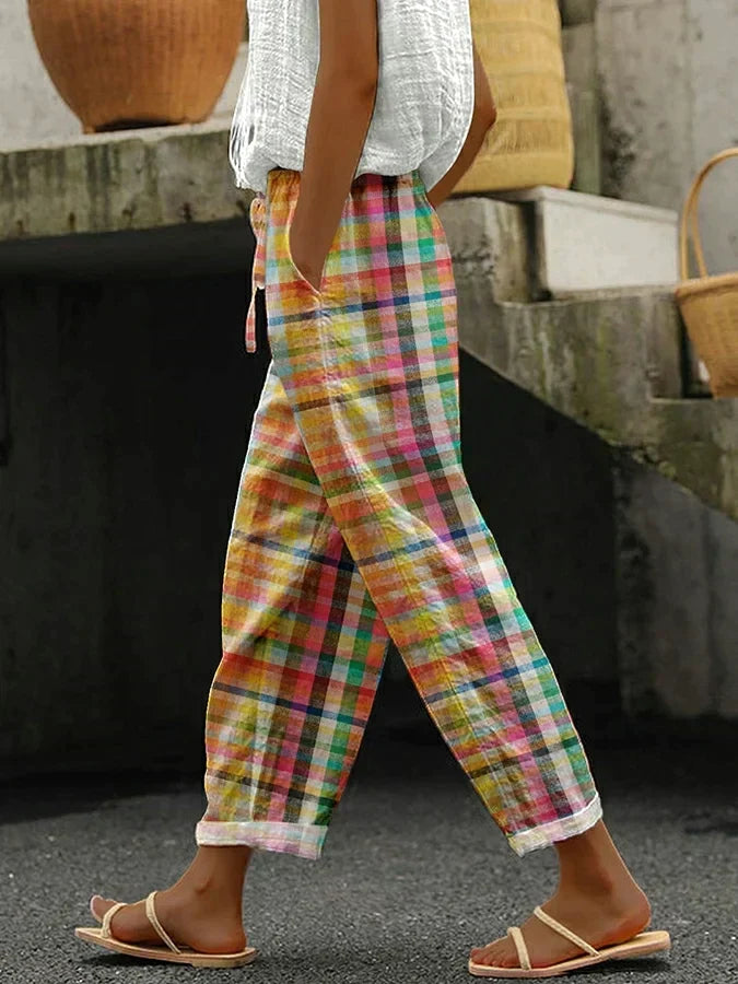 ZENARIA – PANTALON À CARREAUX CONFORTABLE