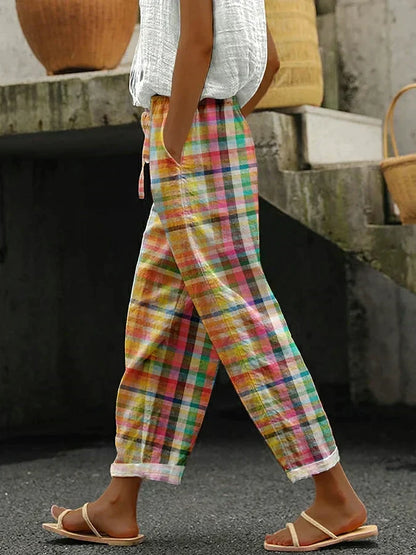 ZENARIA – PANTALON À CARREAUX CONFORTABLE