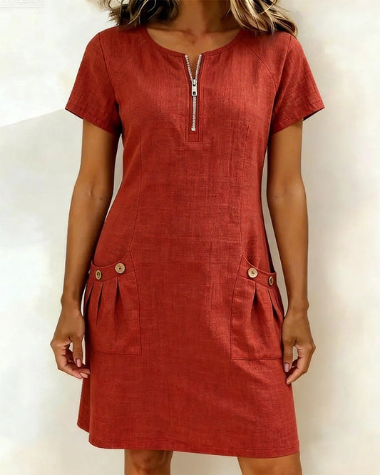 Aria® | Robe en coton avec poche zippée