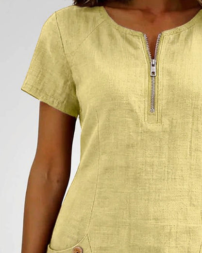 Aria® | Cotton Dress with Zipper Pocket