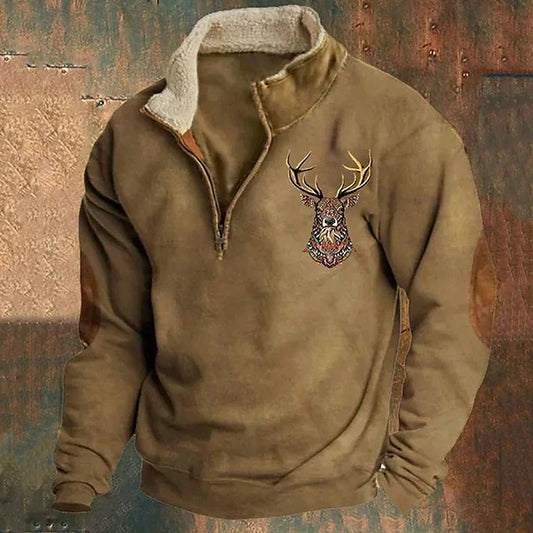 Pull en tricot à motif de cerf pour homme
