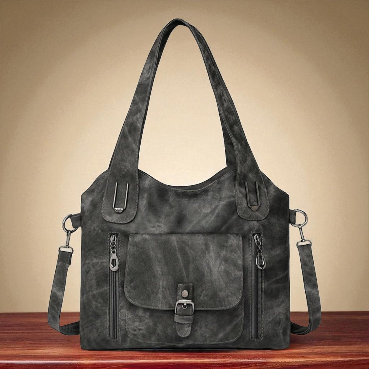 Women’s Black Shoulder Bag With Removable Strap