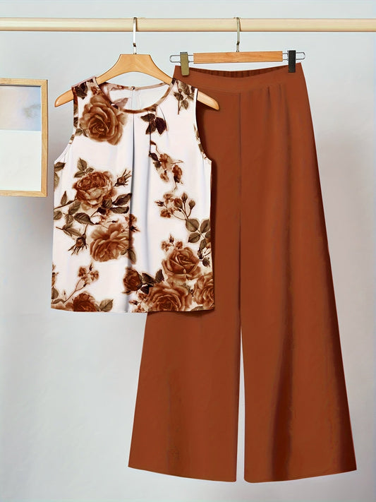 Jasmine | Ensemble floral vintage marron