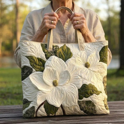 Sac matelassé artisanal - Élégants lys blancs