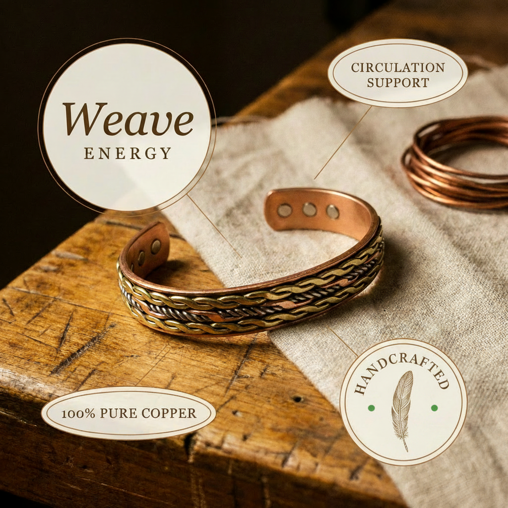 Bracelet en cuivre motif vague