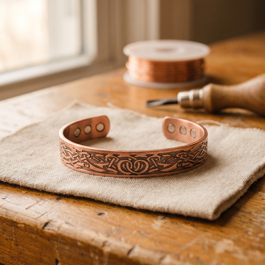 Bracelet en cuivre à motifs entrelacés
