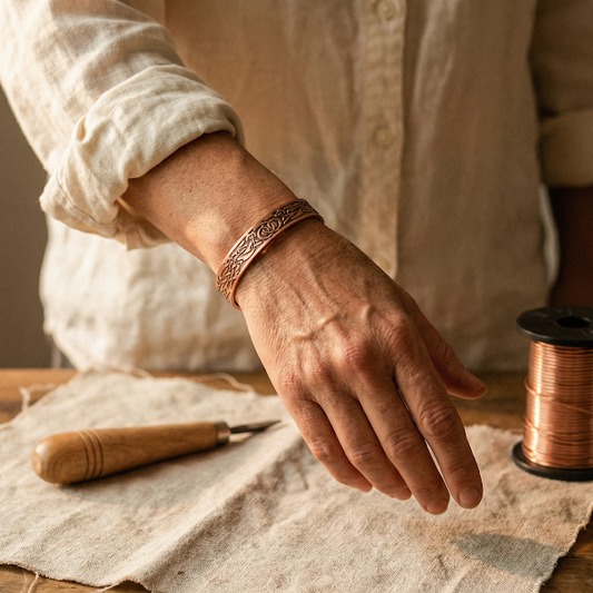 Bracelet en cuivre à motifs entrelacés
