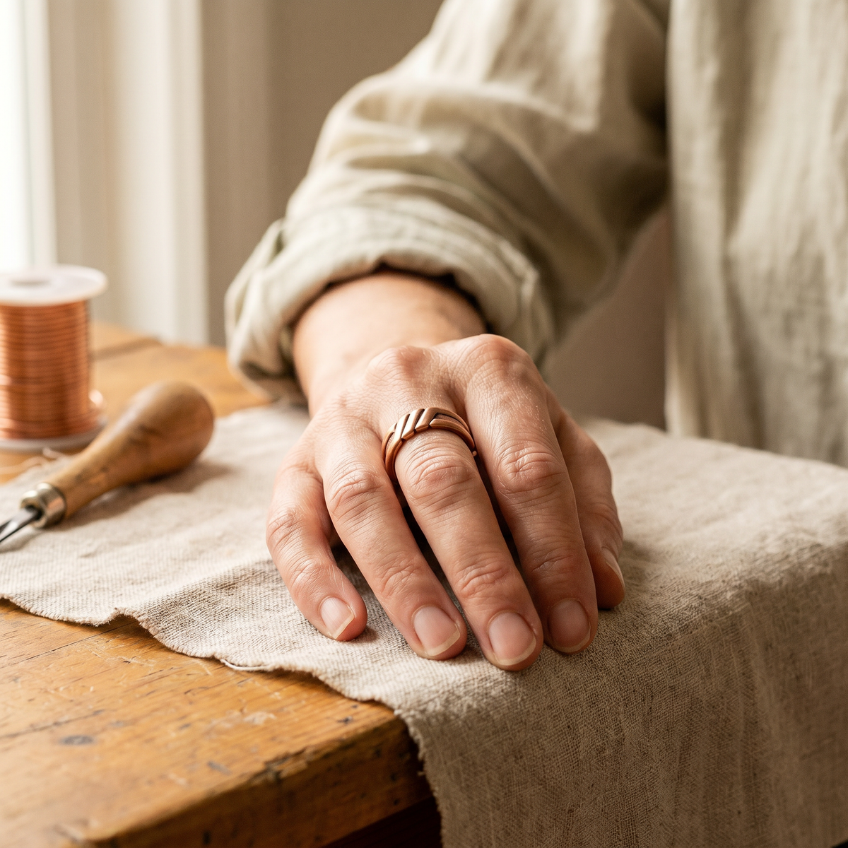 Bague torsadée en cuivre
