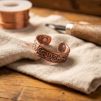 Bague en cuivre gravée