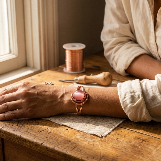 Bracelet en cuivre rose Hearth