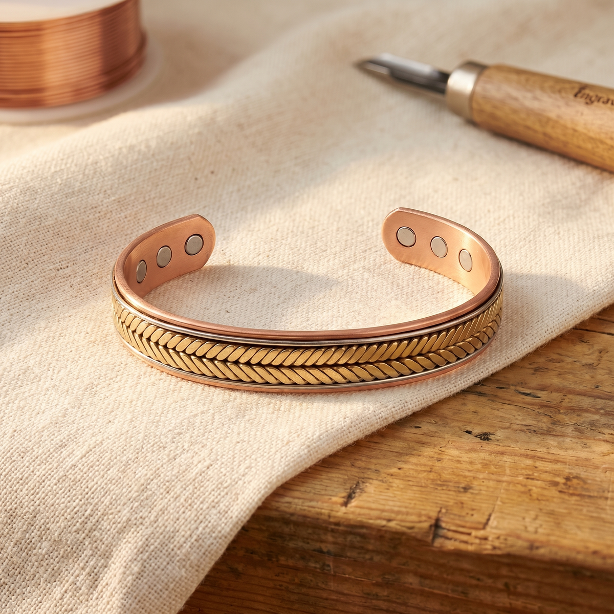 Bracelet en cuivre motif gerbe