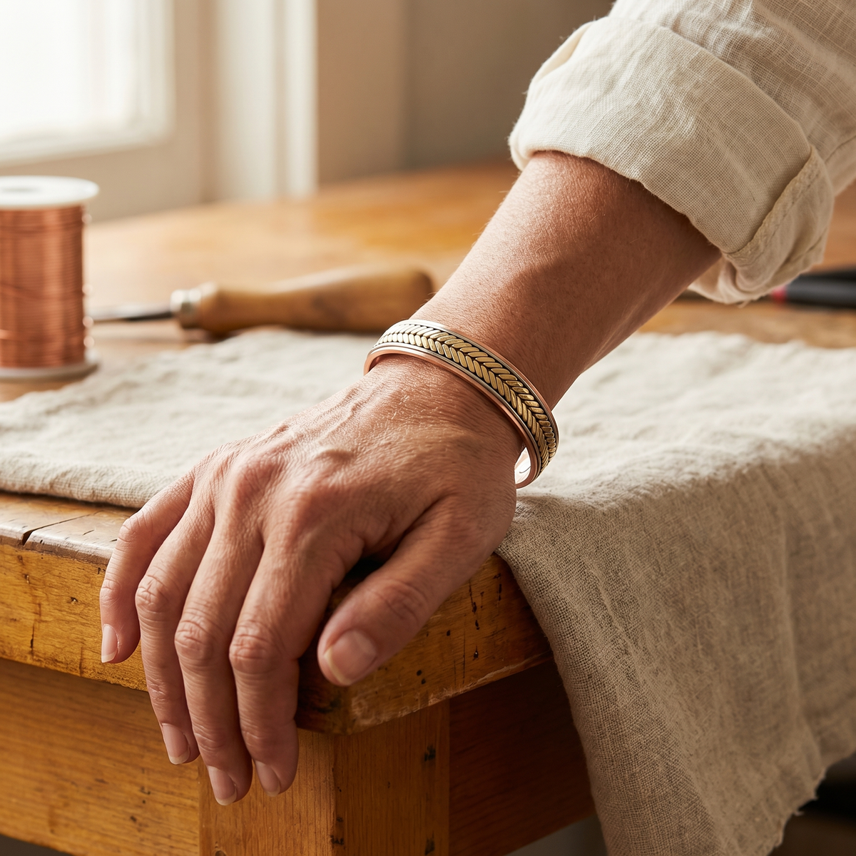 Bracelet en cuivre motif gerbe