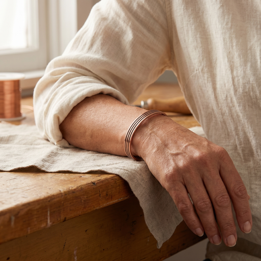 Bracelet en cuivre à stries