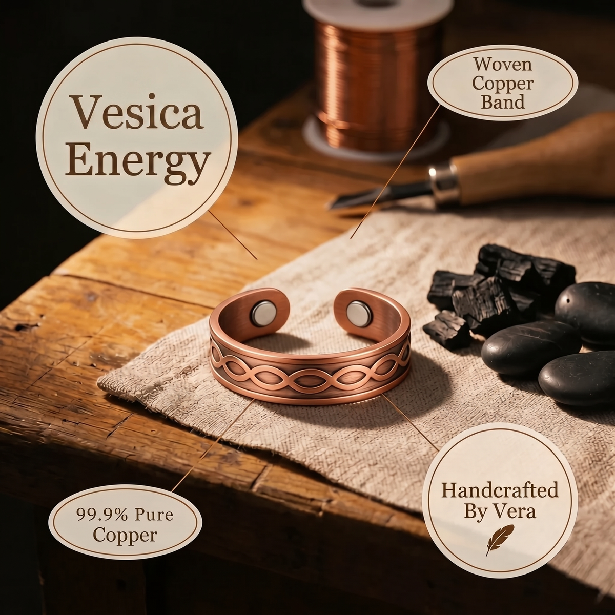 Anneau en cuivre Vesica