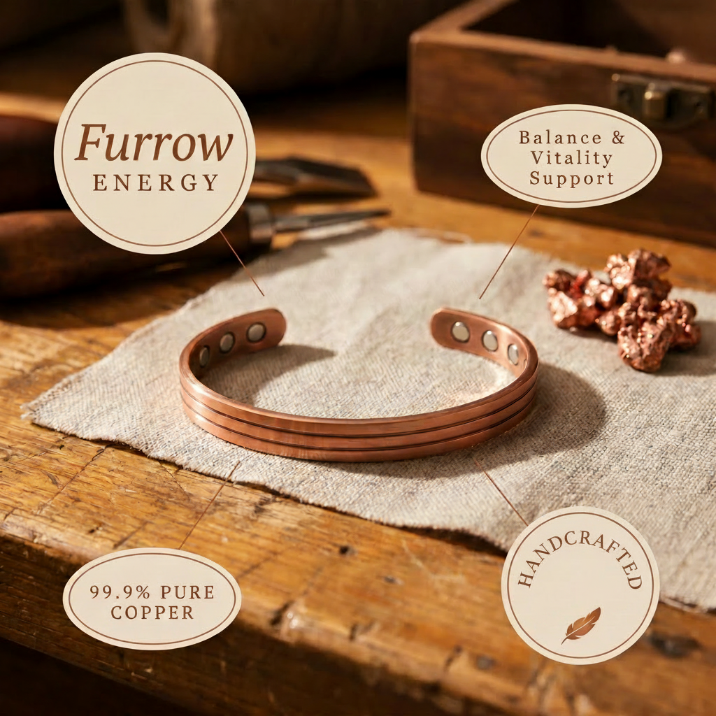 Bracelet en cuivre à motifs de sillons