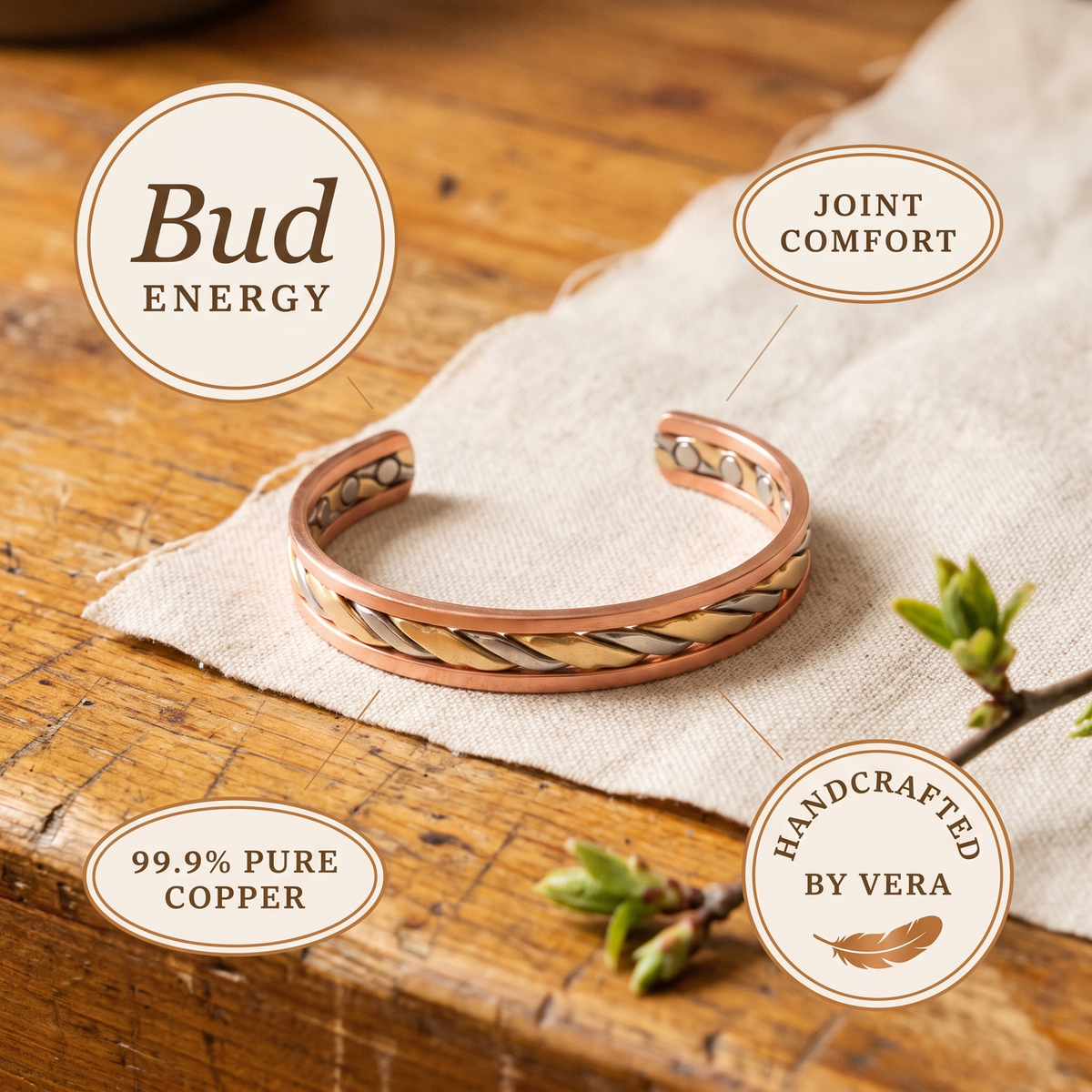 Bracelet en cuivre Bud