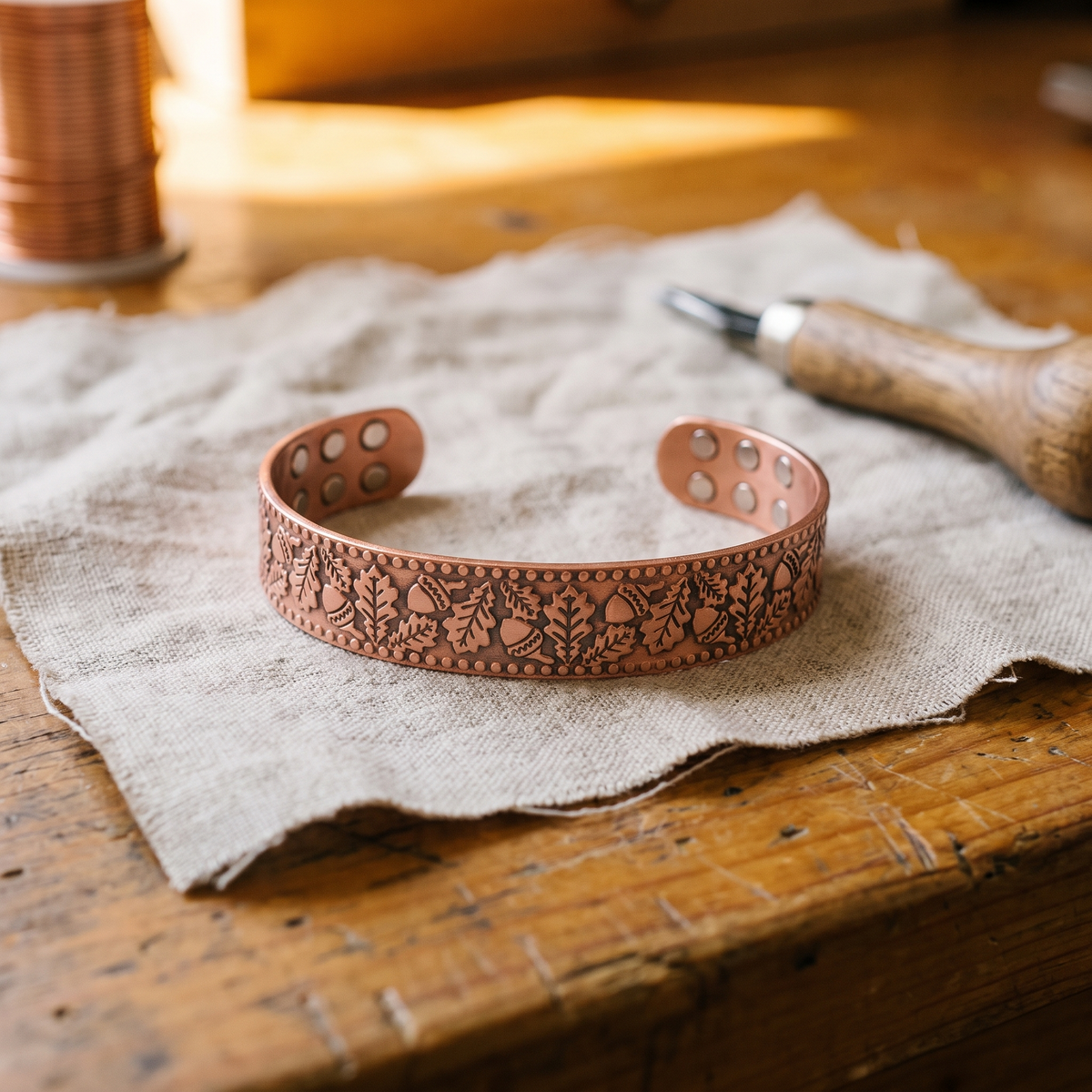Bracelet en cuivre et en bois