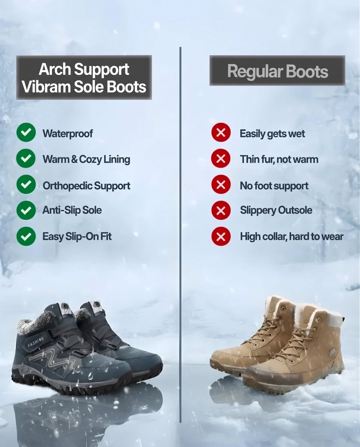 Bottes avec semelles Vibram et soutien de la voûte plantaire
