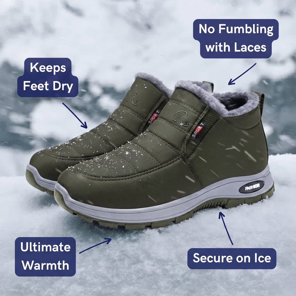 Sianna™ | Quilted Waterproof Slip-On Ankle Boots Green