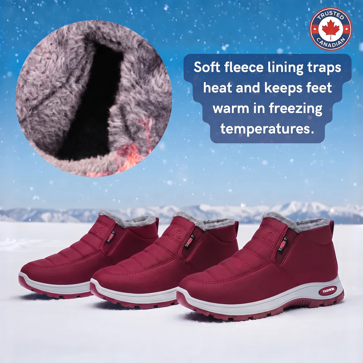 Sianna™ | Bottines à enfiler matelassées et imperméables rouges