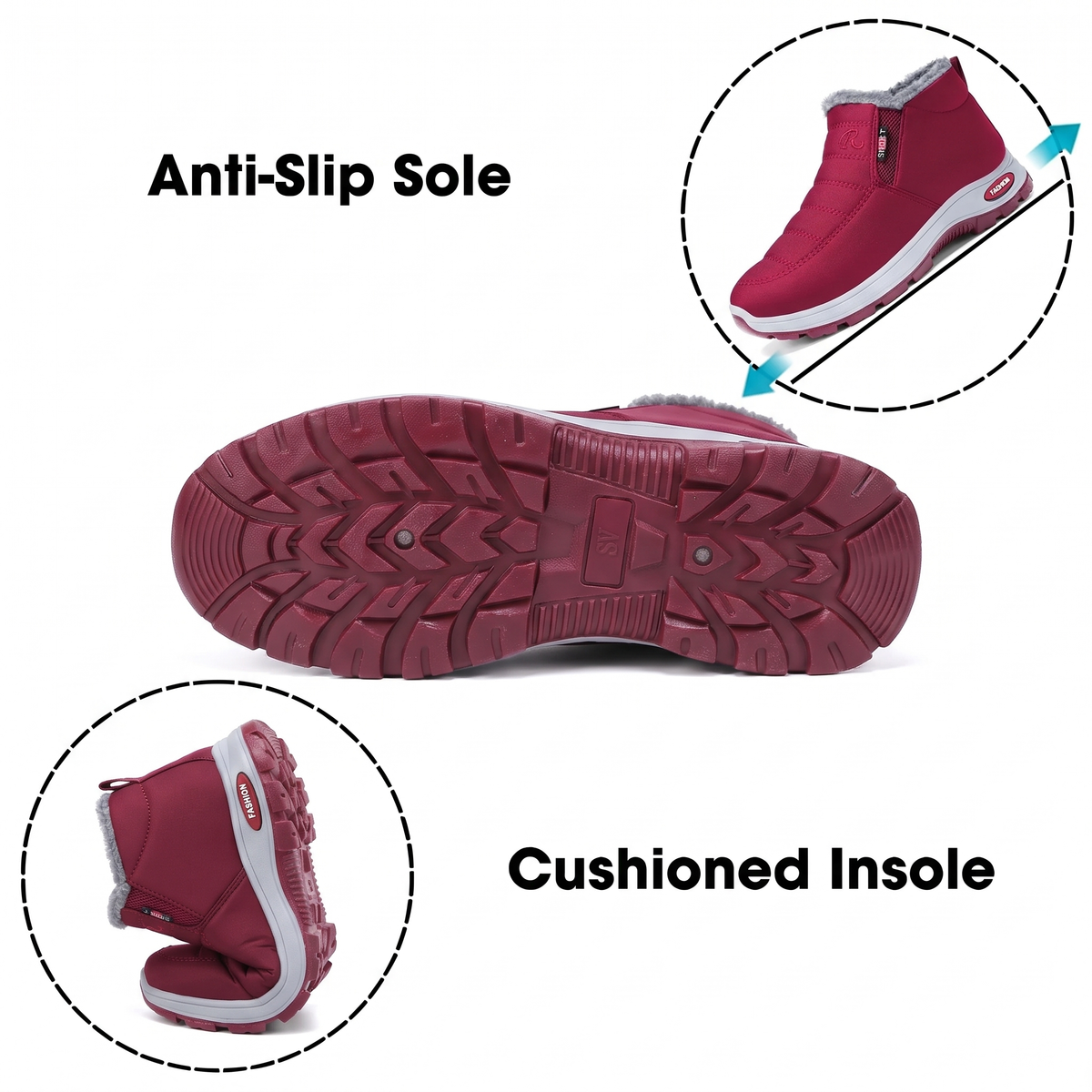 Sianna™ | Bottines à enfiler matelassées et imperméables rouges