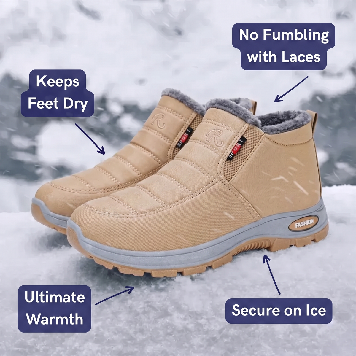 Sianna™ | Bottines à enfiler matelassées et imperméables beiges