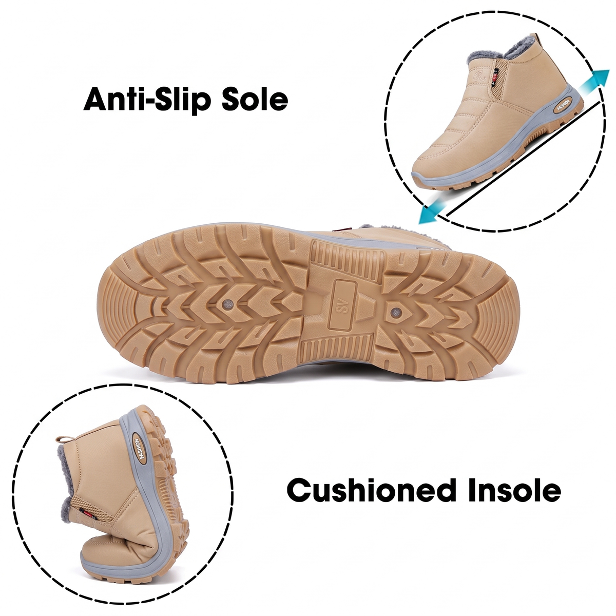 Sianna™ | Bottines à enfiler matelassées et imperméables beiges