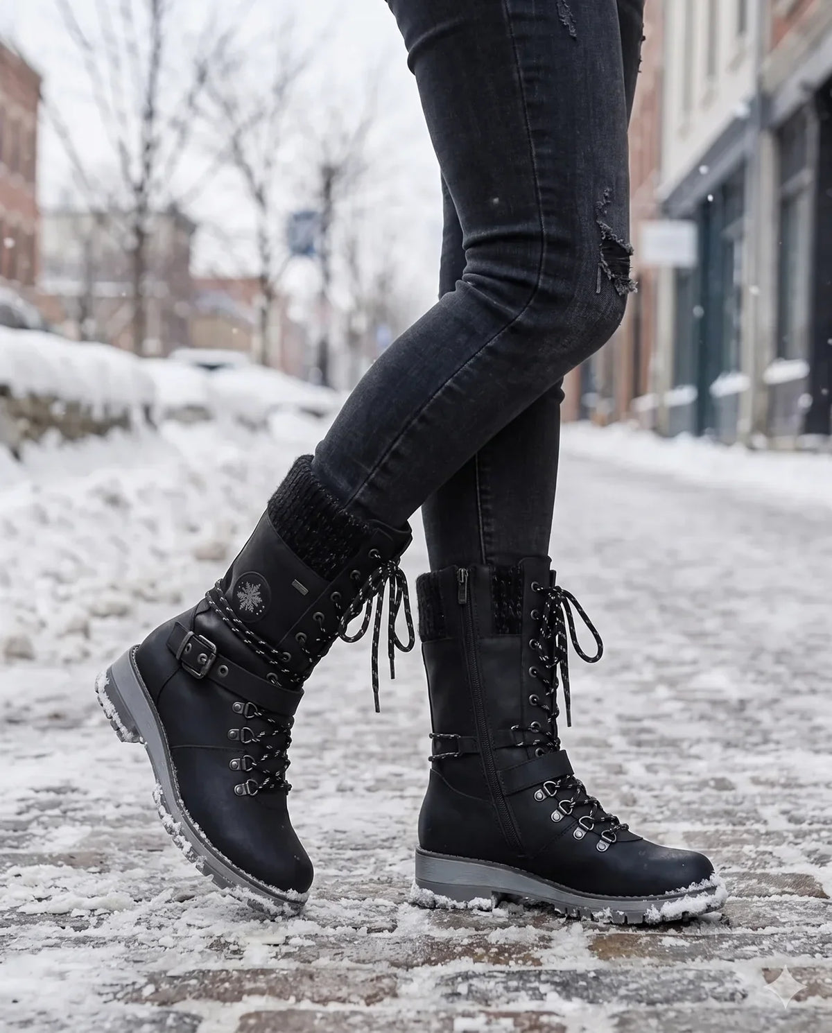 Women’s Lace Up Buckle Strap Hiking Boots