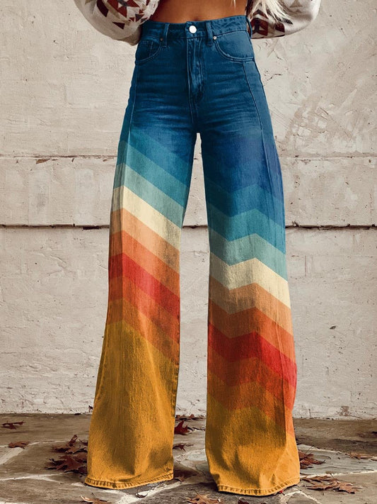 Léa - Pantalon zigzag rétro élégant