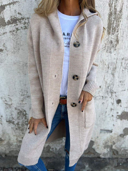 Cardigan long ouvert en maille pour femme
