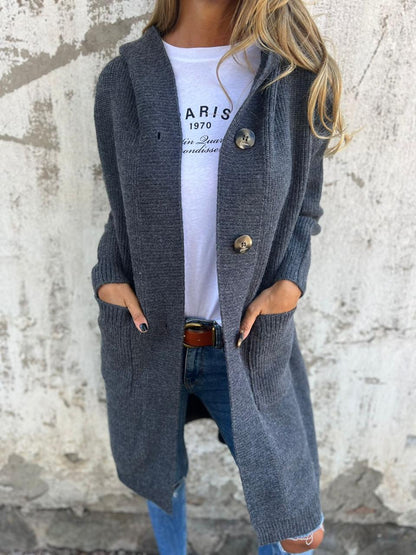 Cardigan long ouvert en maille pour femme