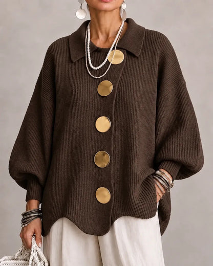 Women’s Oversized Collared Button Front Cardigan