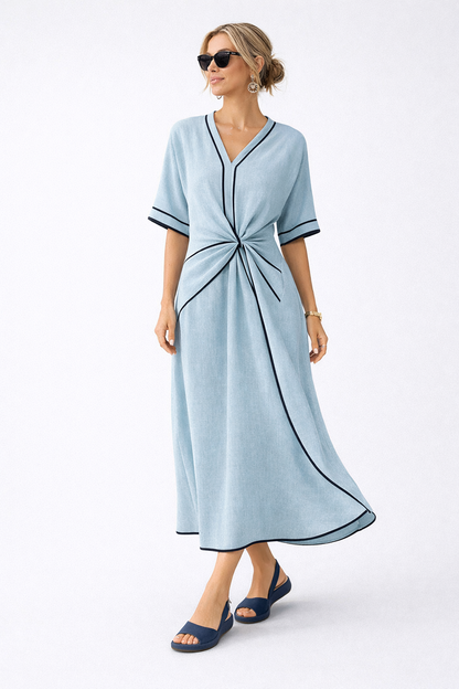 Elena | Robe midi à détails noués