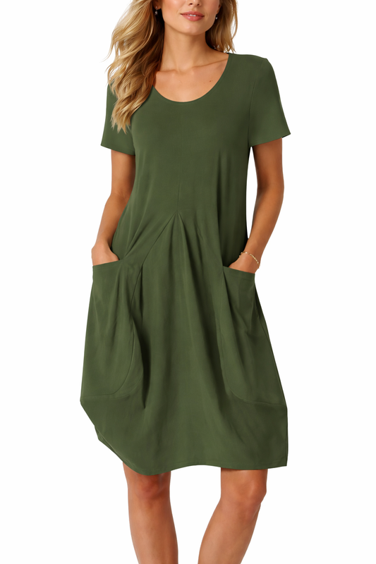 Olivia | Robe décontractée à col en V avec poches