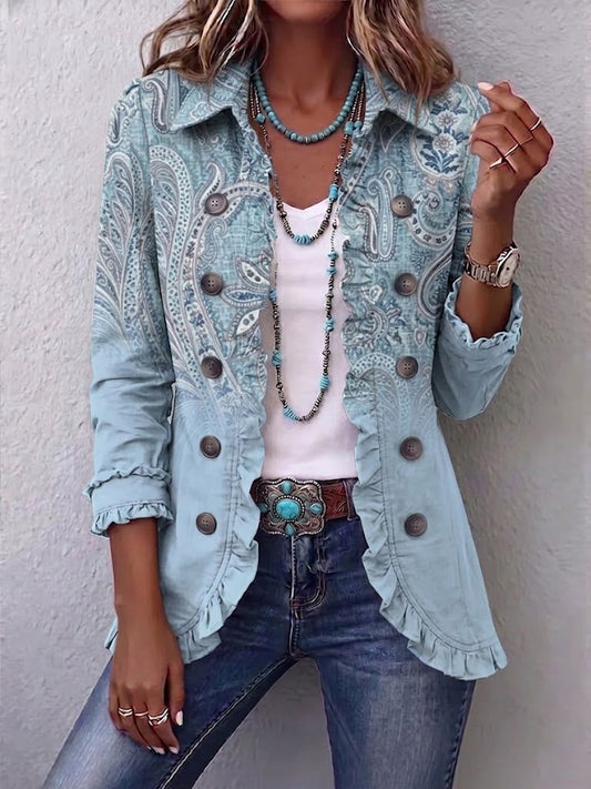 Estrella™ | Veste rétro à volants et motif cachemire