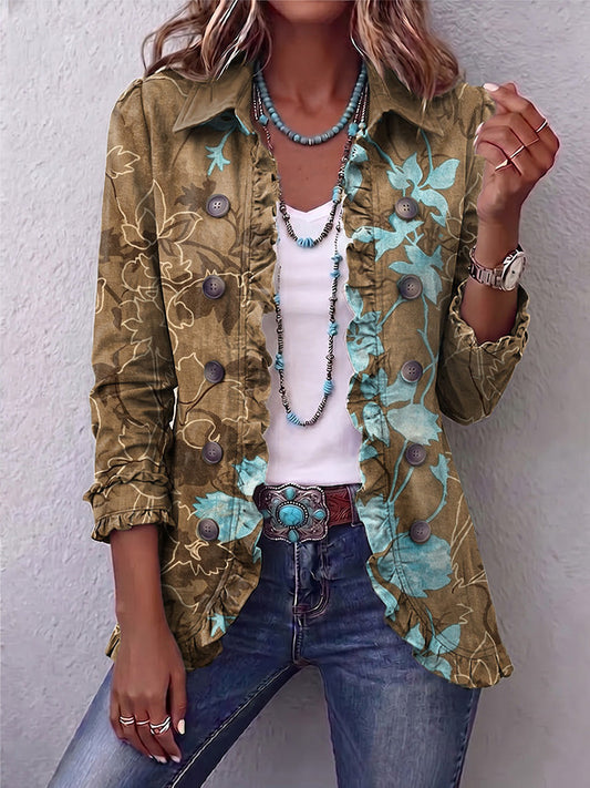 Sundara™ | Veste vintage à volants floraux et dégradé bohème